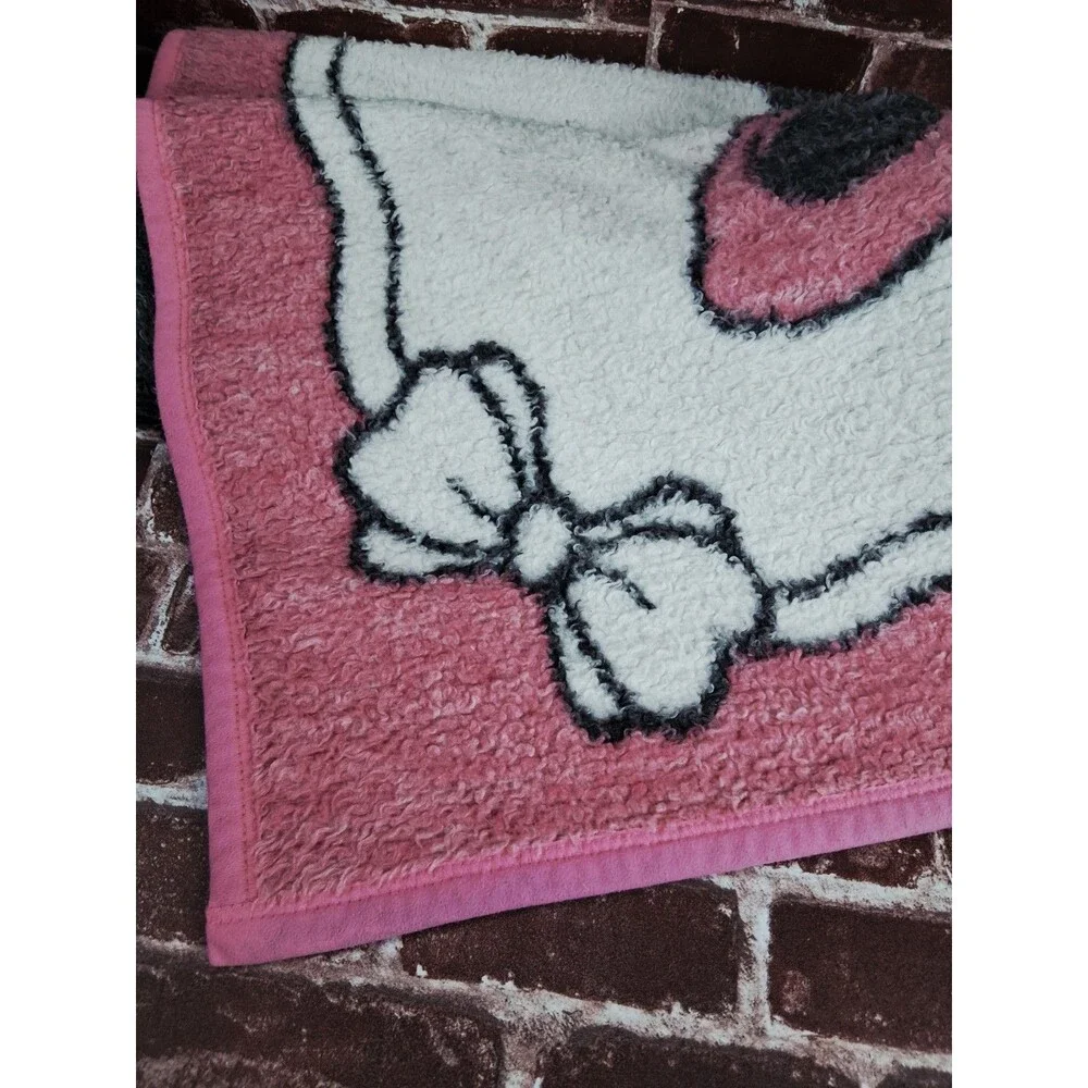 VTG Biederlack Blanket Disney Minnie Mouse Fleece Throw Reversible Pink 38x54